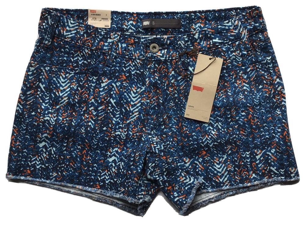 Levis Womens Size 8 Blue Printed Cut Off Casual Shorts NWT!